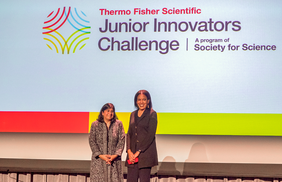 Maya Ajmera, President and CEO of Society for Science, and Karen E. Nelson, Chief Scientific Officer of Thermo Fisher Scientific