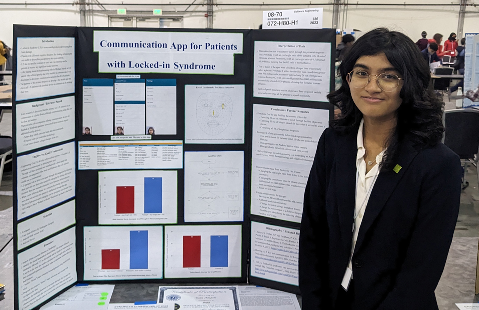 Inika Adapala w Project: Communication App for Patients With Locked-in Syndrome - 2023 JIC FInalist Inika Adapala