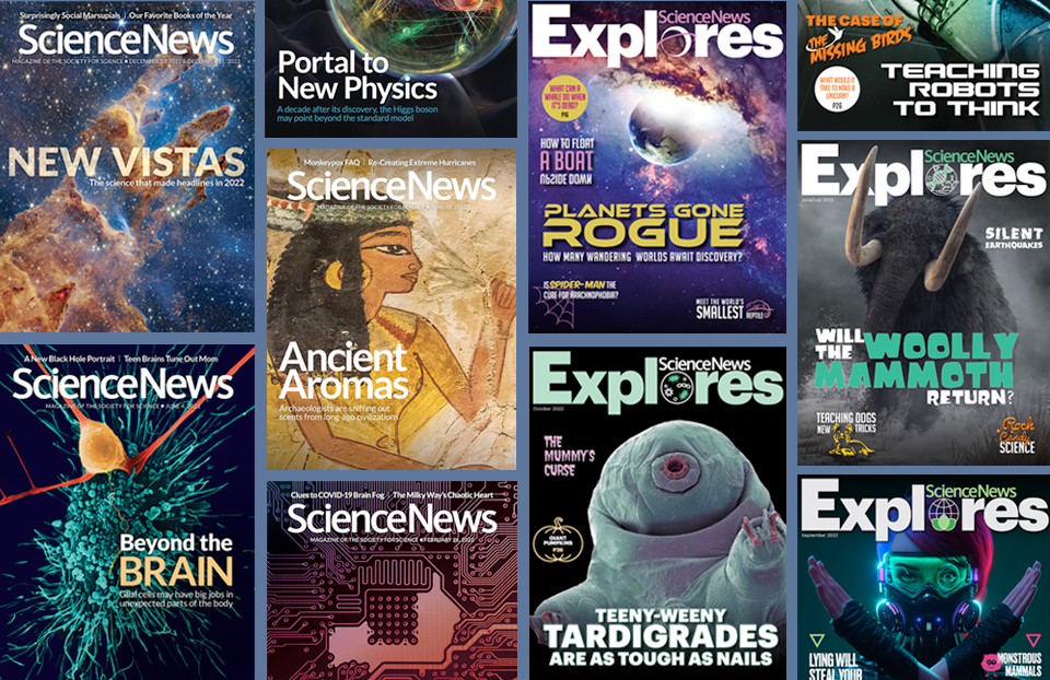 2022 Science News and Science News Explores magazine covers
